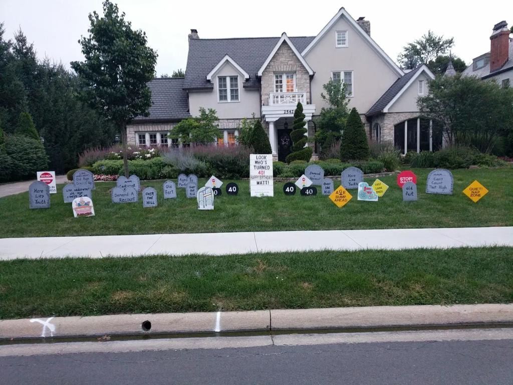 Over the hill 40th birthday yard signs